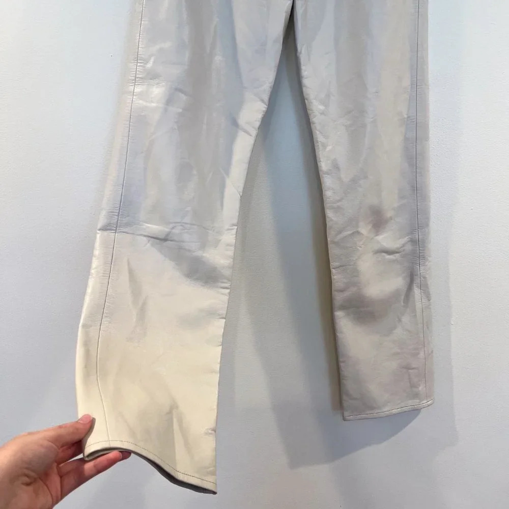 Agolde 90s Pinch Waist Cream Recycled Leather High Waist Straight Leg Pants 24 - Picture 4 of 13